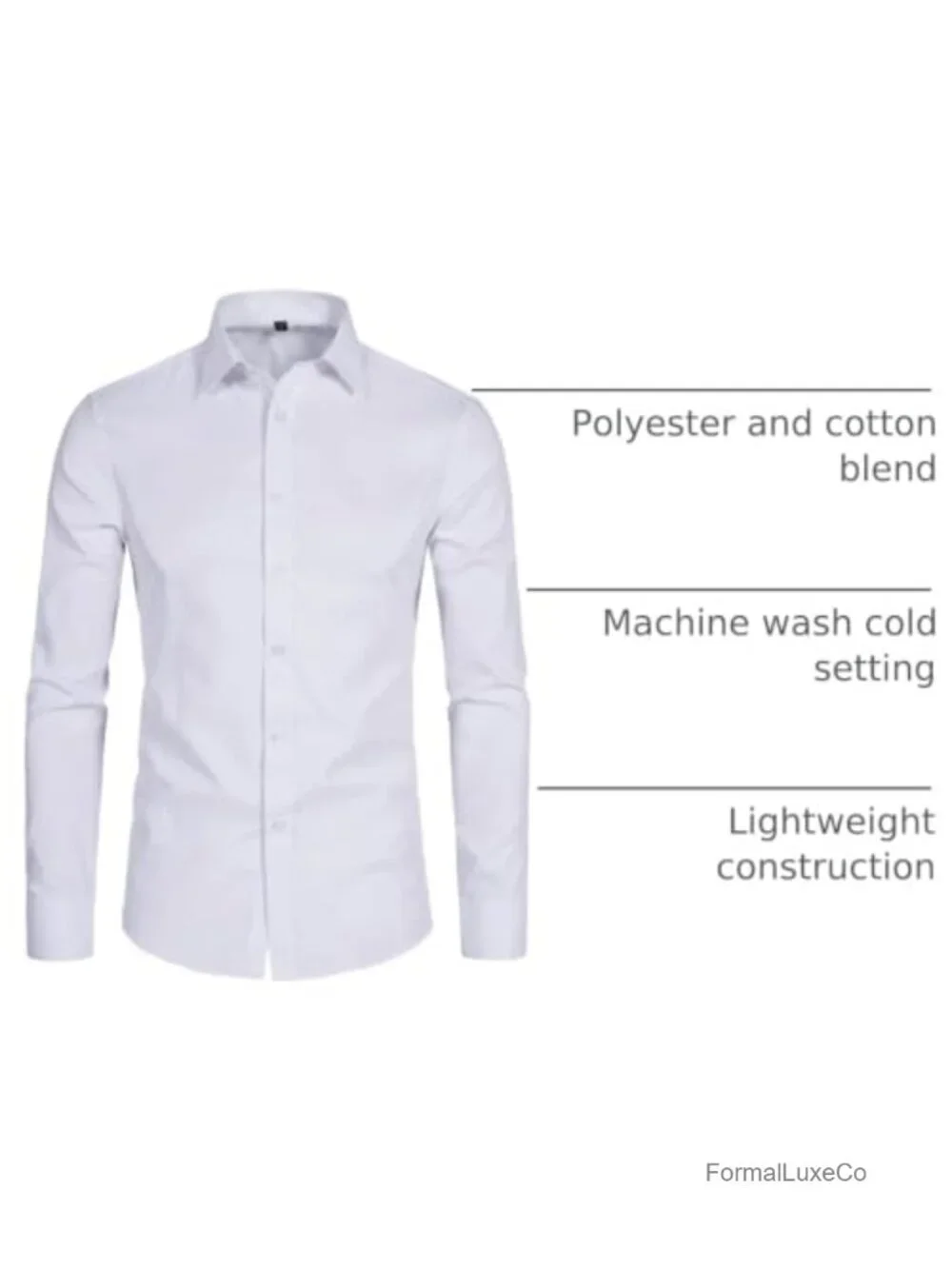 Men's Slim Fit Long Sleeve Button Up Casual Business Dress Shirt Cotton